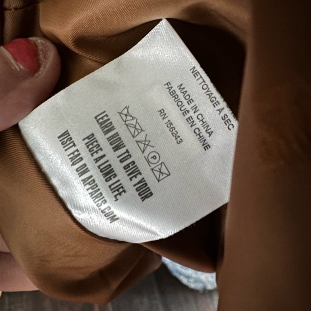 Apparis Brown Leather Puff Coat - Picture 9 of 9